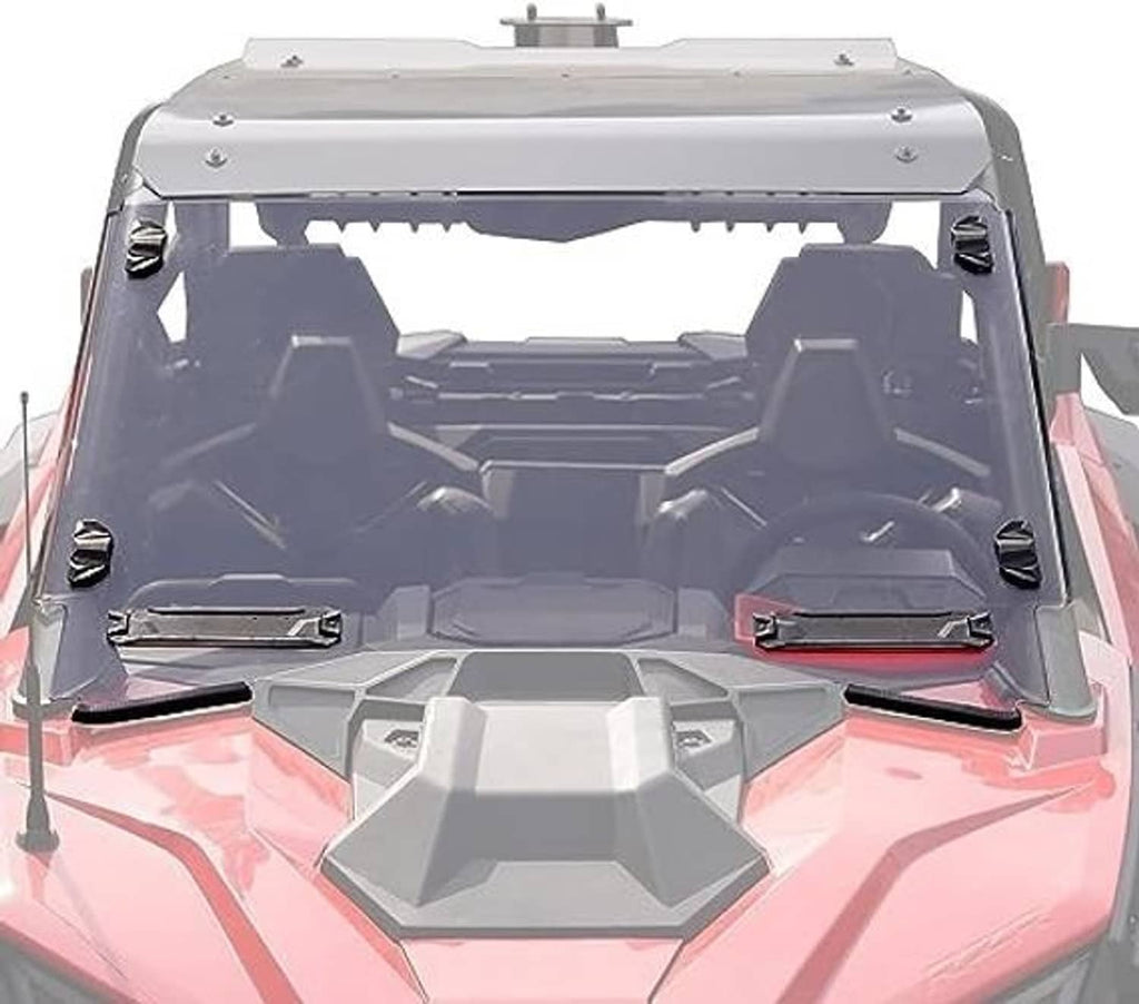 Full front windshield panel for UTV with tinted top section and black hardware mounts
