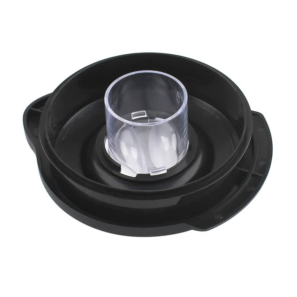 Black blender lid base with clear center blade insert