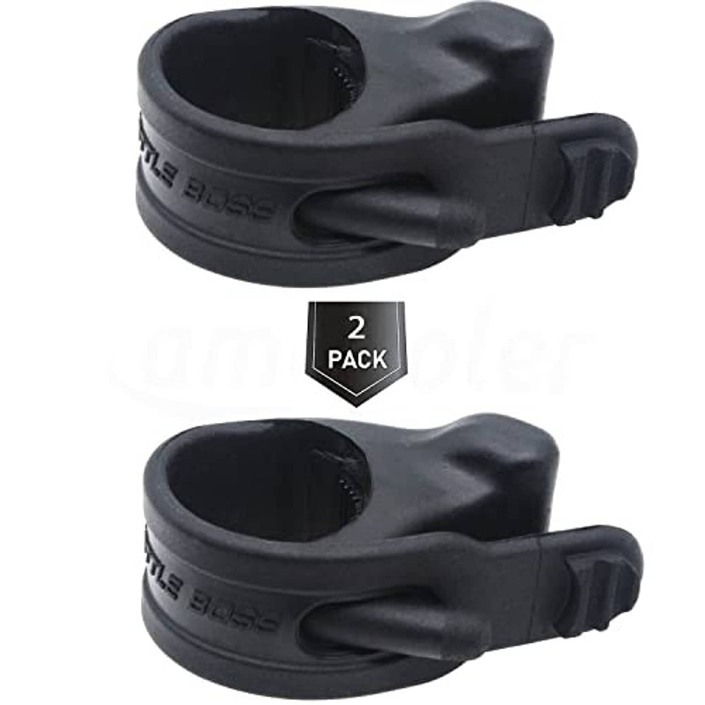 Black throttle assist grips, 2-pack, with lever and curved clamp band.