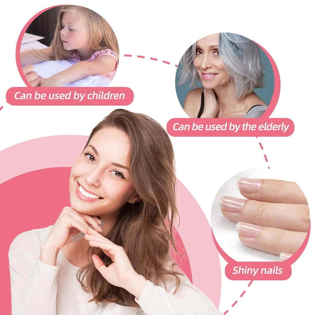 Nano glass nail file set with a person’s nails, for shiny smooth results