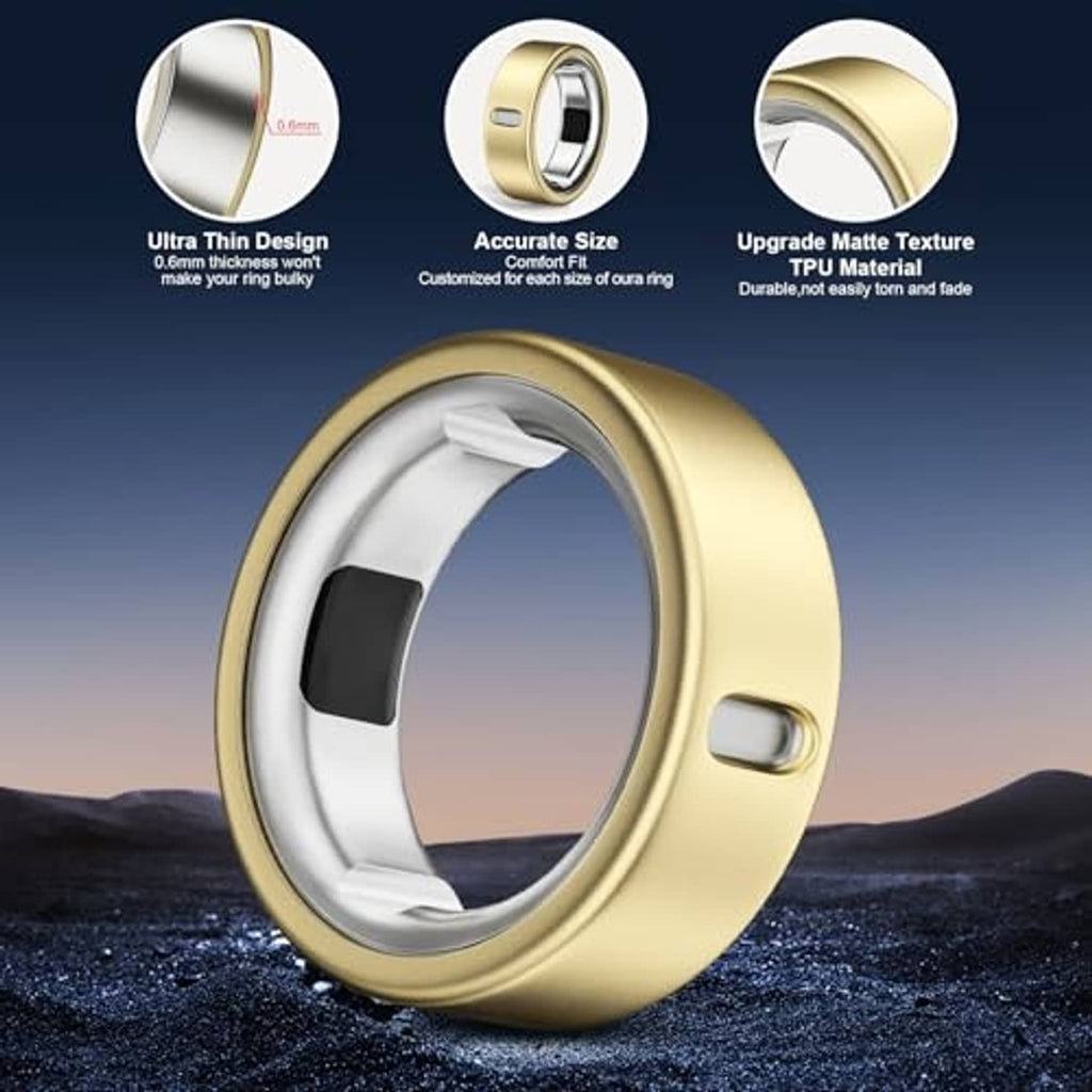Gold TPU ring cover with slim design and smooth matte texture for smart ring
