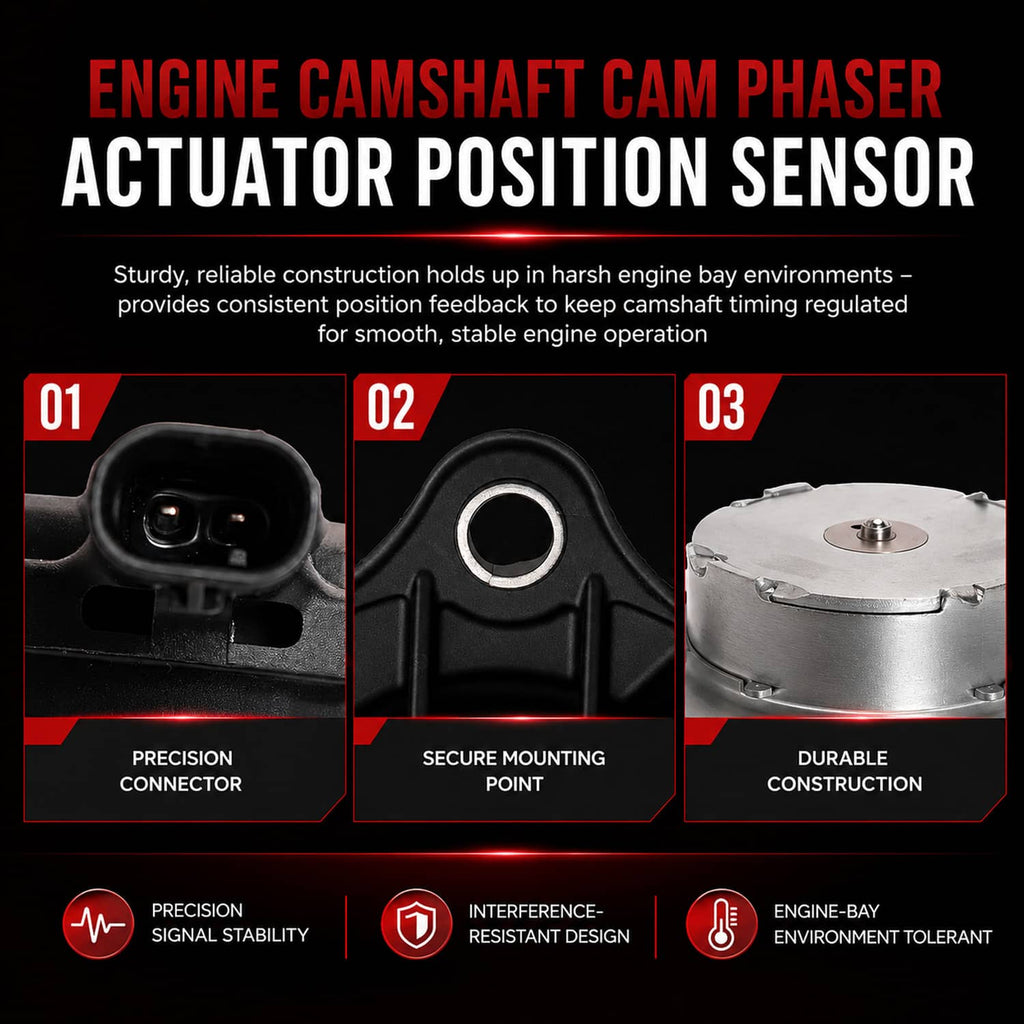 Camshaft phaser actuator position sensor with electrical connector and durable black body