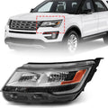 Left-side LED headlight assembly with chrome housing and amber side marker