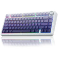 75% mechanical keyboard with white case and purple gradient RGB backlit keys