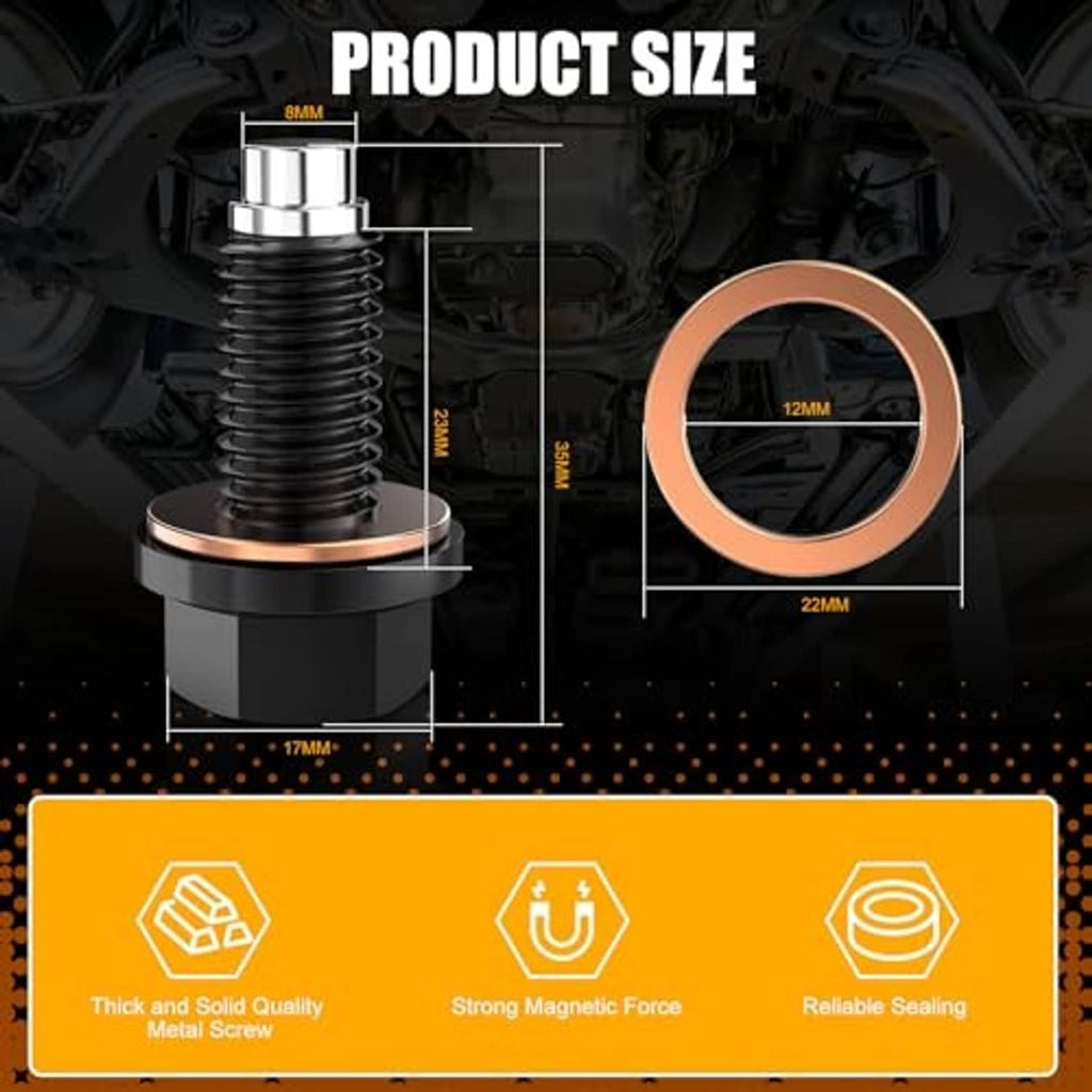 Oil drain plug size diagram: magnetic M12x1.75 plug with copper washer