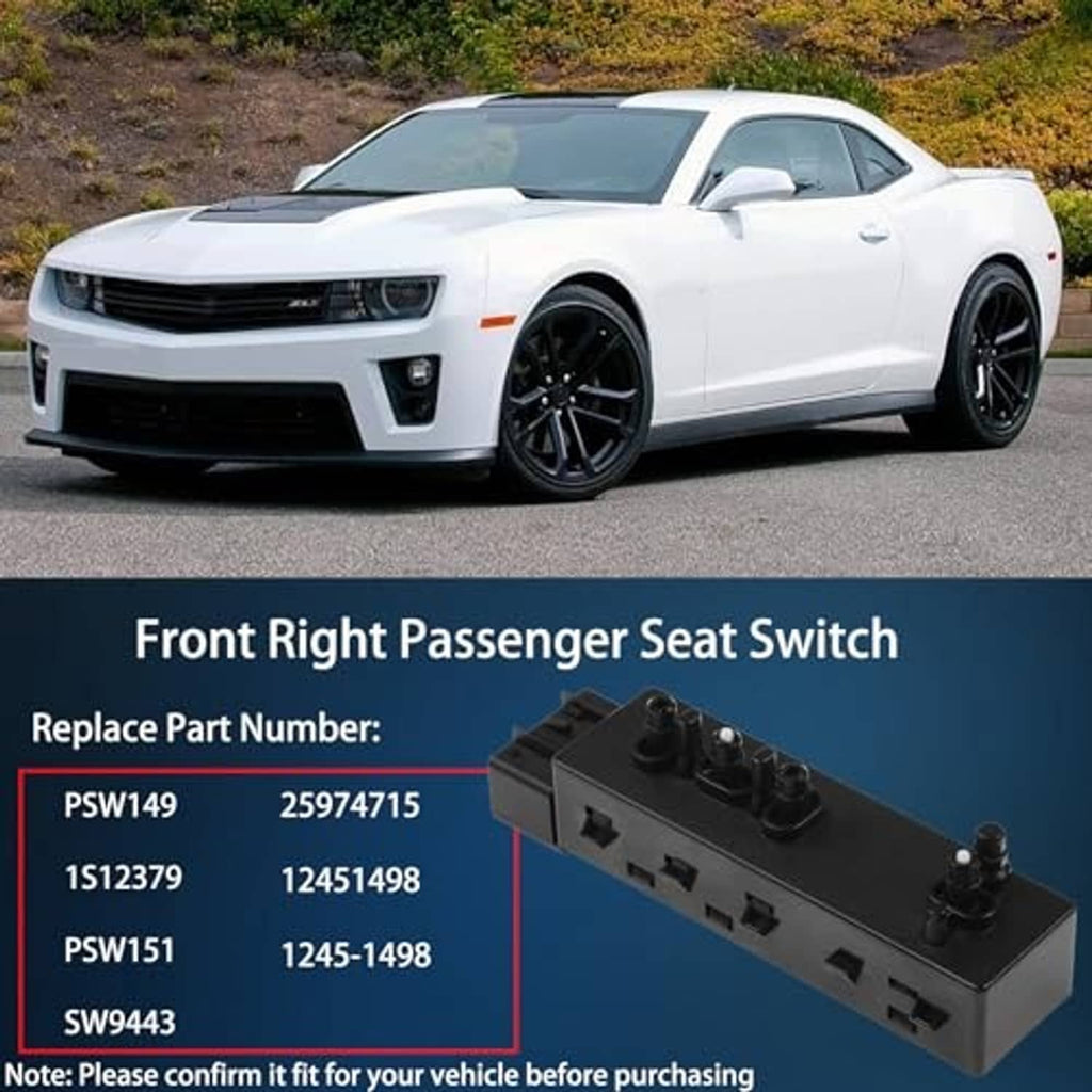Front passenger seat power switch for power seats, black switch module