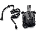 Oil separator PCV valve vent kit with black plastic housing and connected hoses