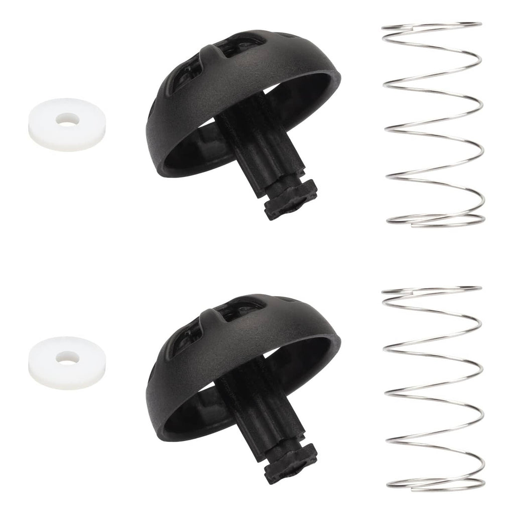 Black spring-loaded brew basket stopper kit with white gasket disc and coil spring