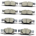 Set of ceramic brake pads with backing plates, multiple front and rear pairs