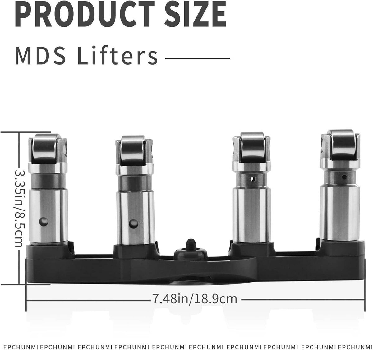 Hydraulic lifter product size diagram with height and width measurements