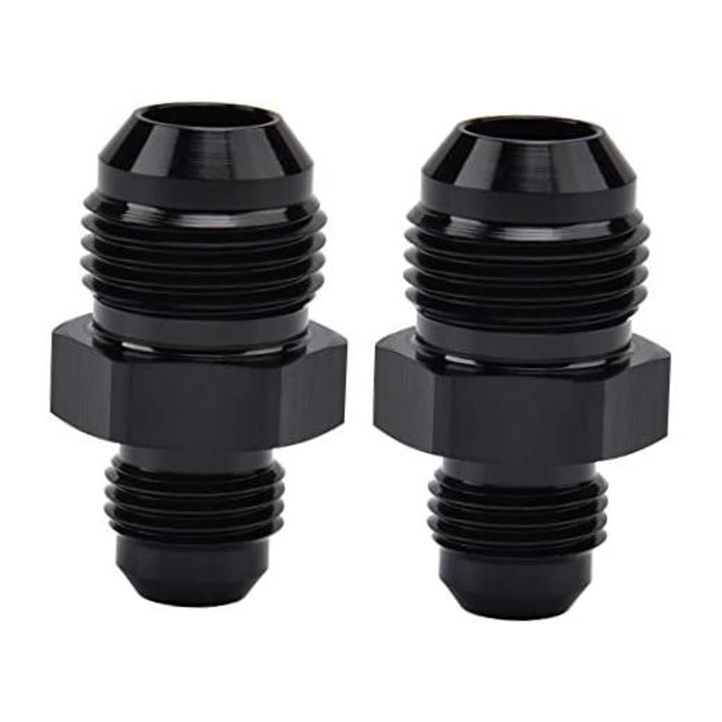 Black AN flare reducer coupler union, 8AN to 6AN male threads