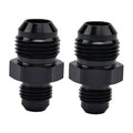 Black AN flare reducer coupler union, 8AN to 6AN male threads