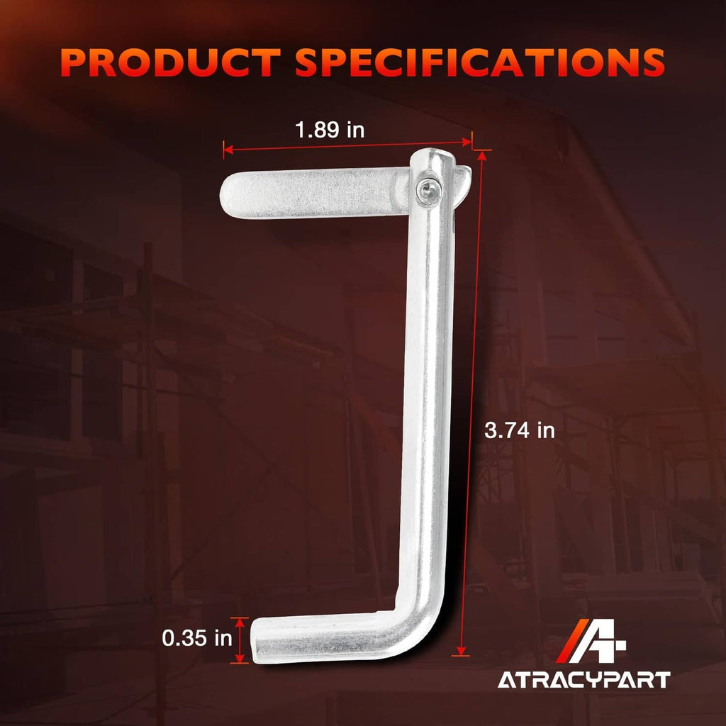 Galvanized steel scaffolding toggle locking pin, tall U-shaped design with handle.
