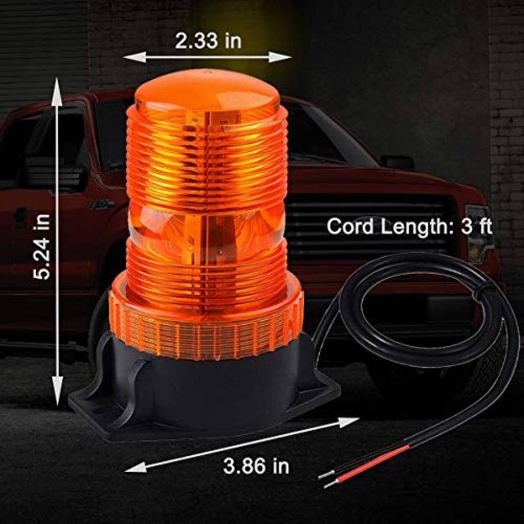 Amber LED strobe light with black base and coiled power cord
