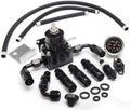 Universal fuel pressure regulator kit with gauge, AN fittings, hoses, and mounting hardware