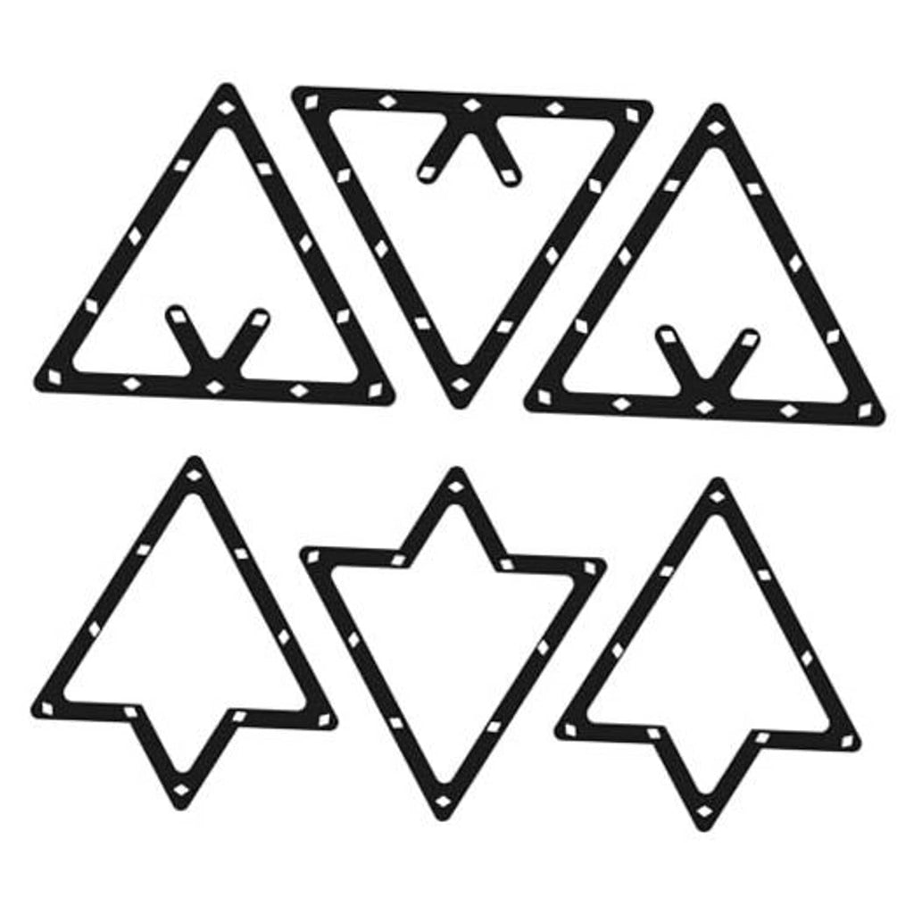 Black triangular billiard ball rack set, 6 metal frames for pool ball racking