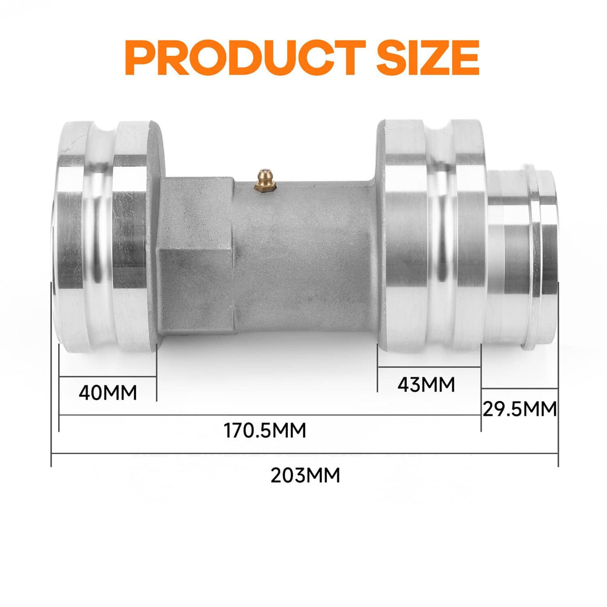 Rear axle bearing housing carrier hub side profile with labeled dimensions diagram