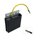 Voltage regulator rectifier with black housing, aluminum mounting plate, yellow wire lead
