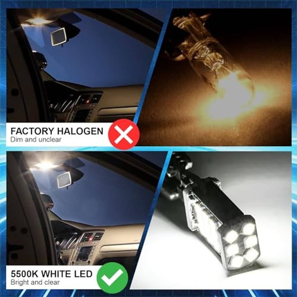 LED interior dome light bulbs for clearer bright cabin lighting vs dim halogen