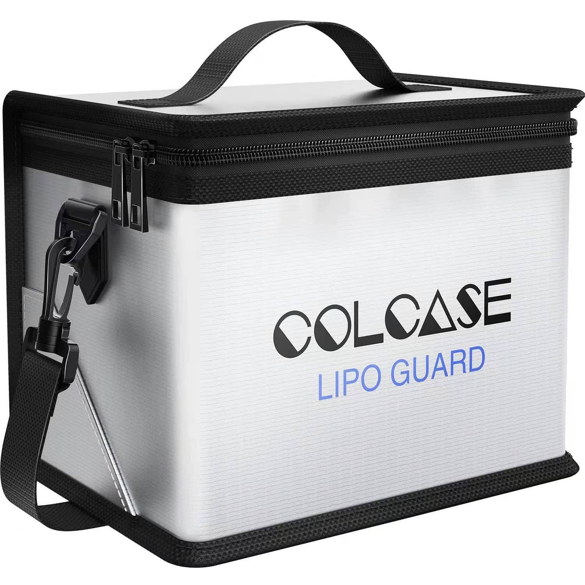 Colcase Lipo Guard fireproof storage bag with black zipper, carry handle, and front latch