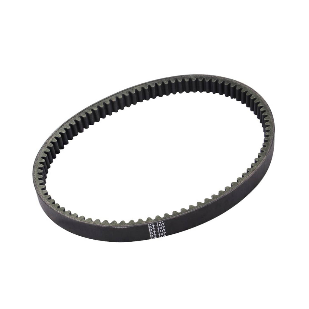 Drive belt with toothed inner edge, black rubber loop for ATV transmission