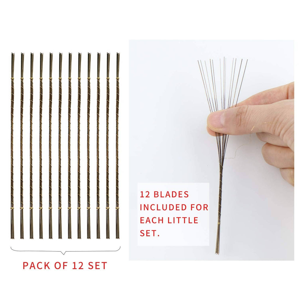Pack of 12 fine jeweler's saw blades for detailed cutting