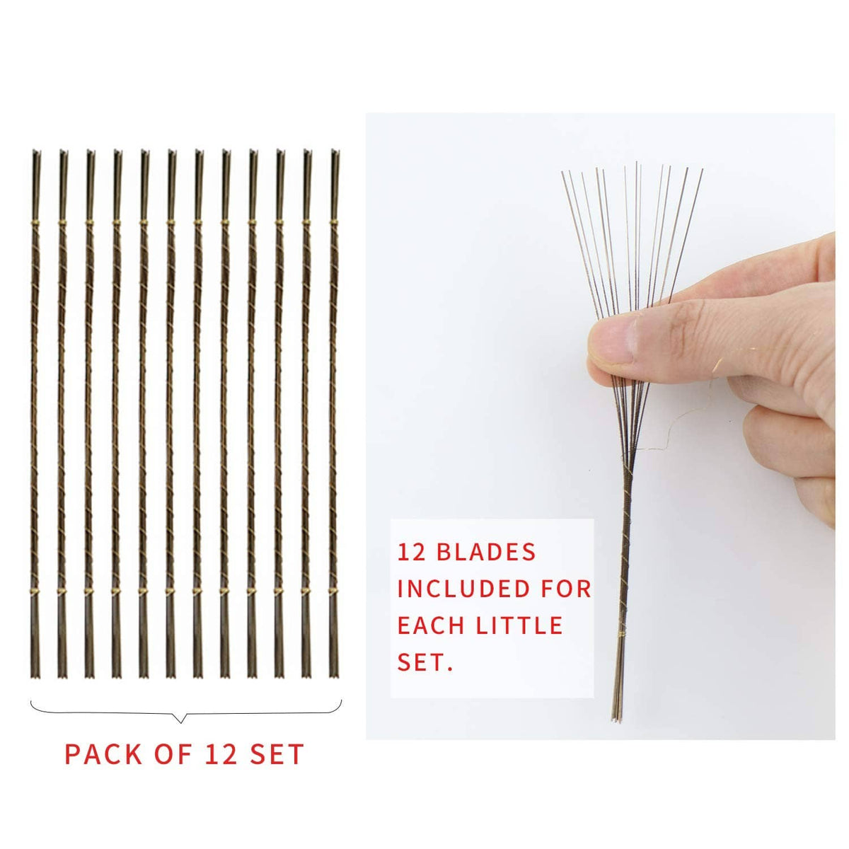 Pack of 12 fine jeweler's saw blades for detailed cutting