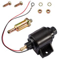 Electric inline fuel pump with black housing and brass inlet/outlet fittings