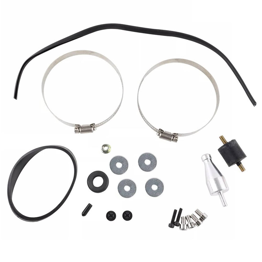 Cold air intake kit hardware set with wire clamps, rubber rings, and fittings