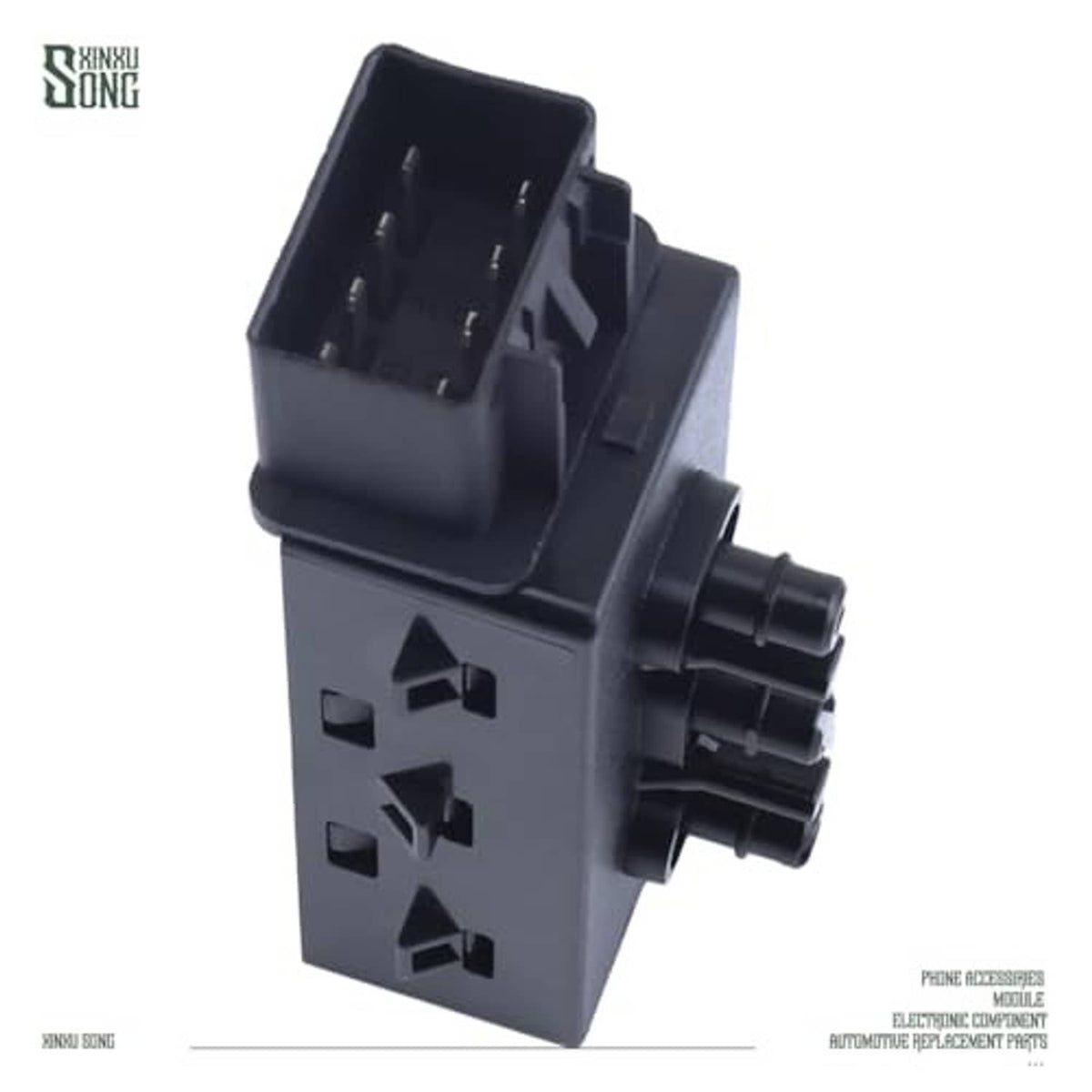 6-way seat adjustment switch, connector side with grouped electrical terminals
