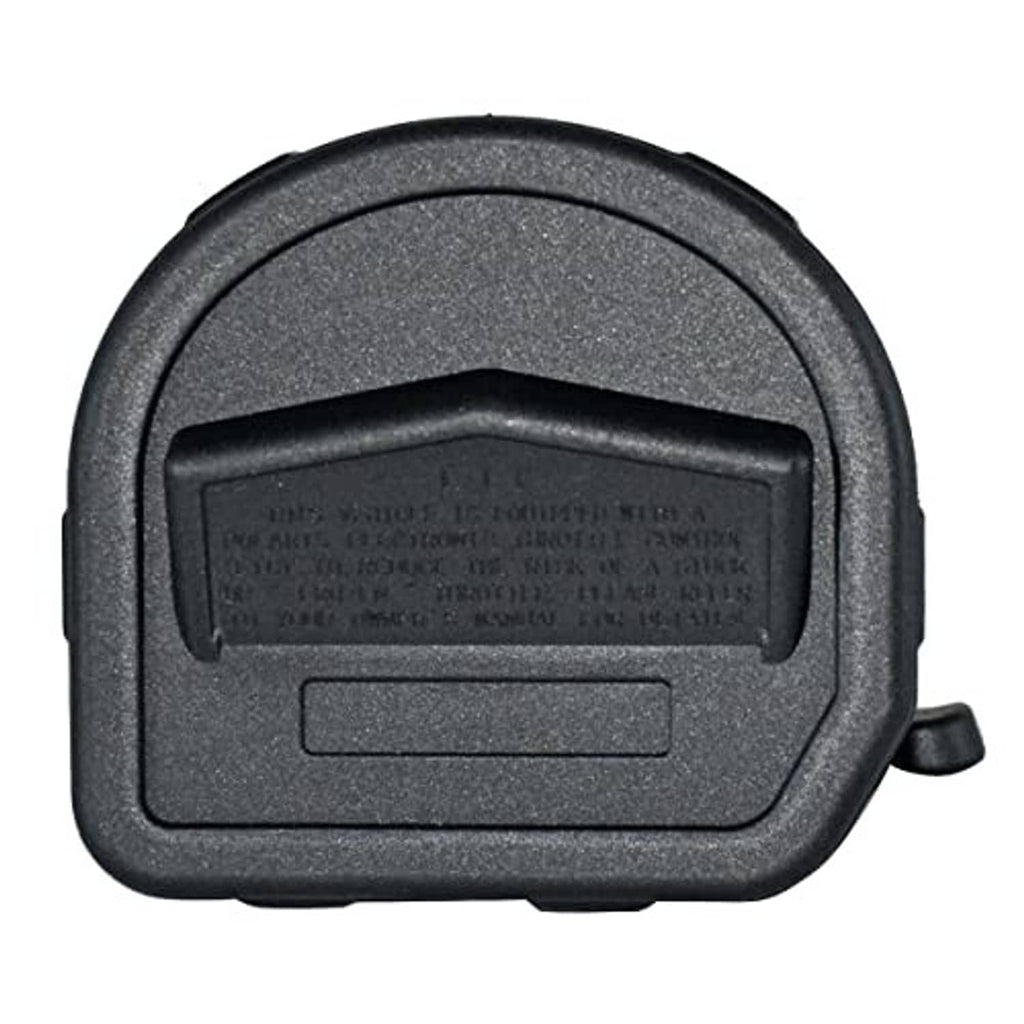 Black rubber end cap with molded identification label