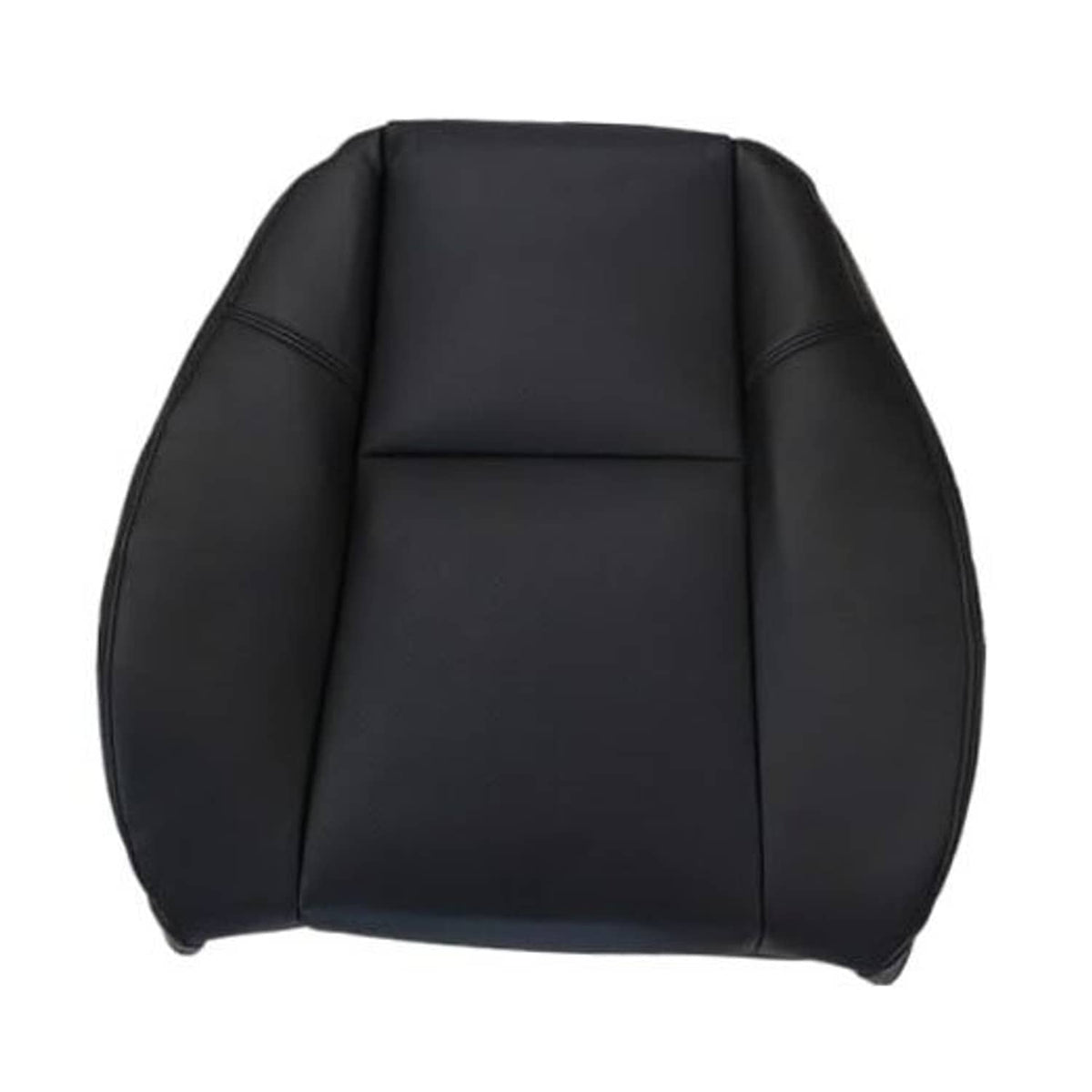 Black leather-look front seat back replacement cover with stitched panel seams