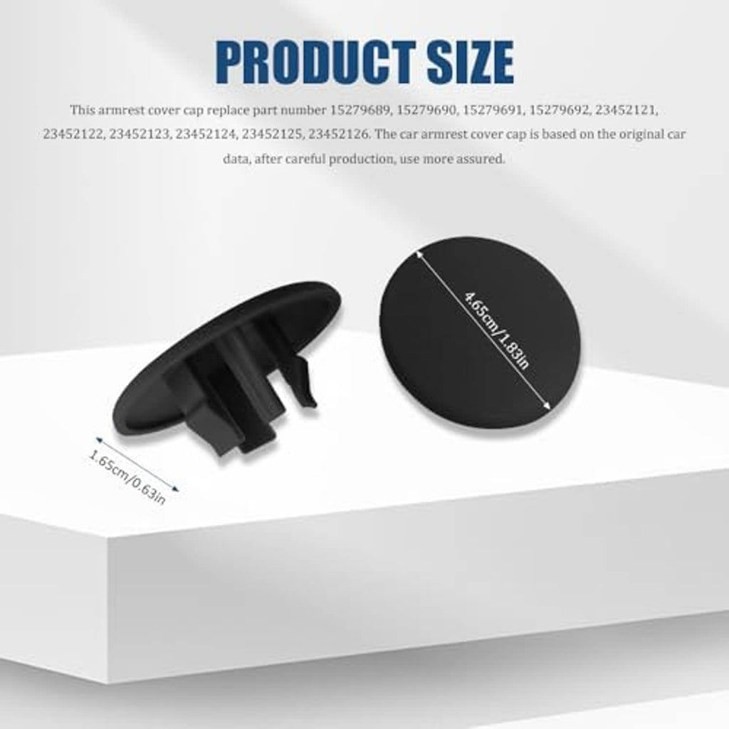 Black armrest cap cover set with round pad and clip mount
