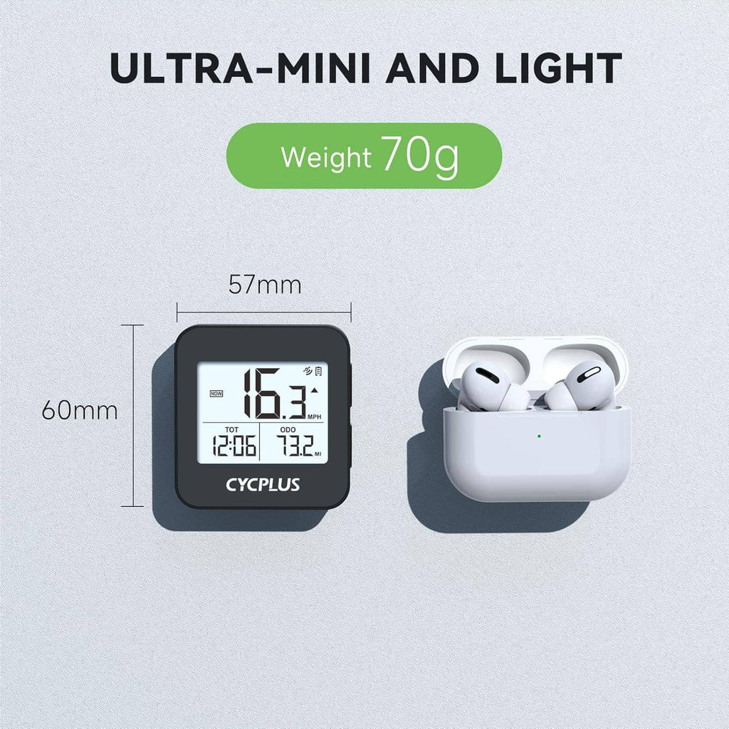 Ultra-mini GPS bike computer with small LCD and CYCLPUS logo