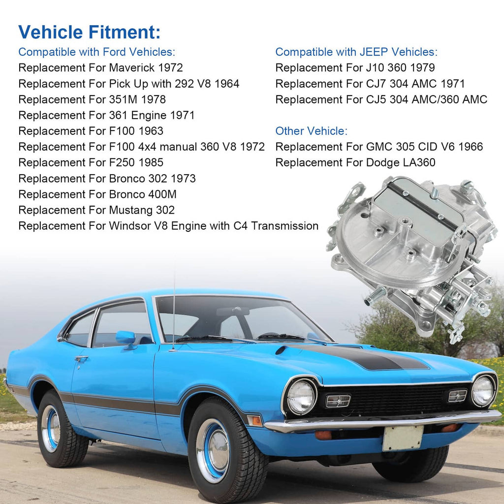 2-barrel carburetor assembly with polished aluminum body and choke area