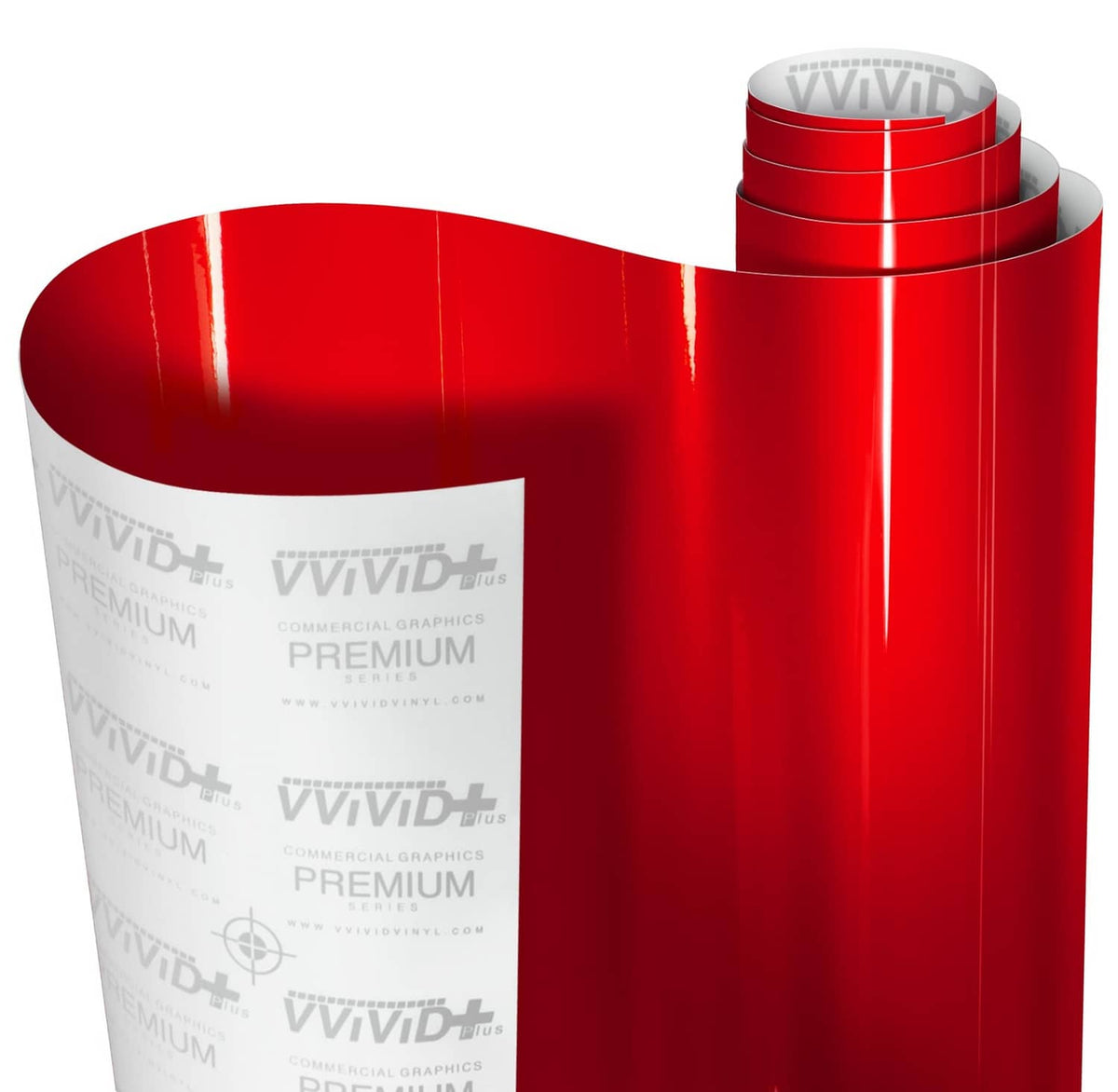 Red gloss vinyl car wrap film roll on white backing liner