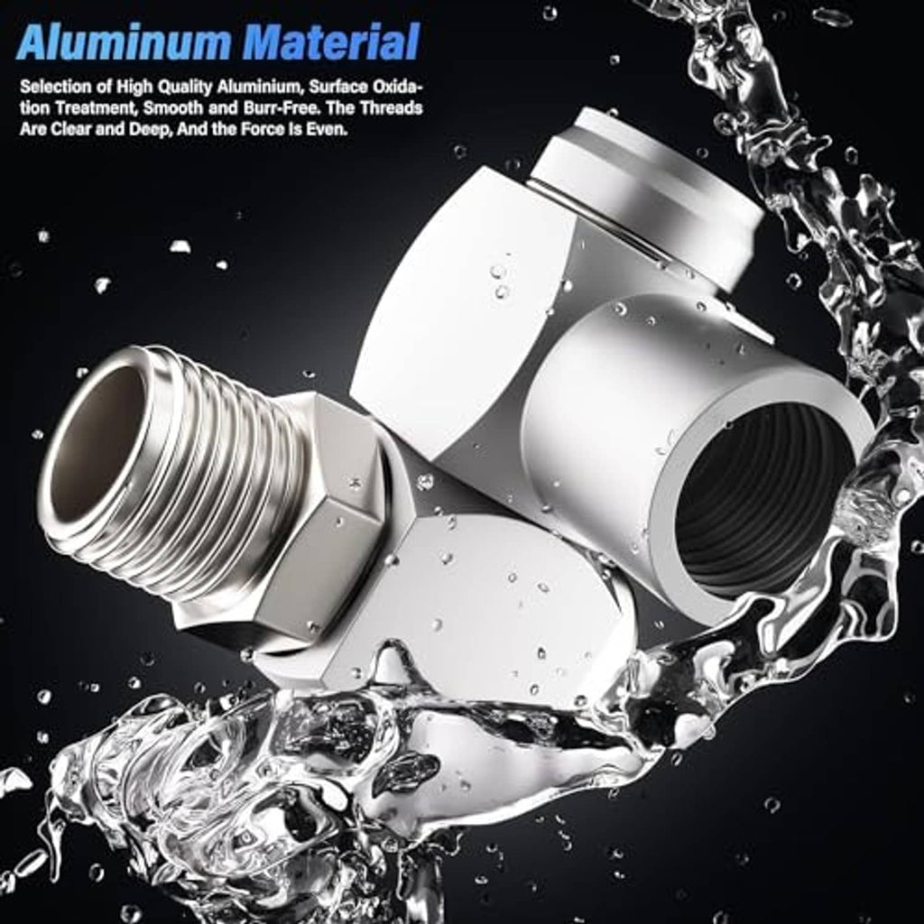 Silver aluminum air tool swivel fitting with threaded male and female ends