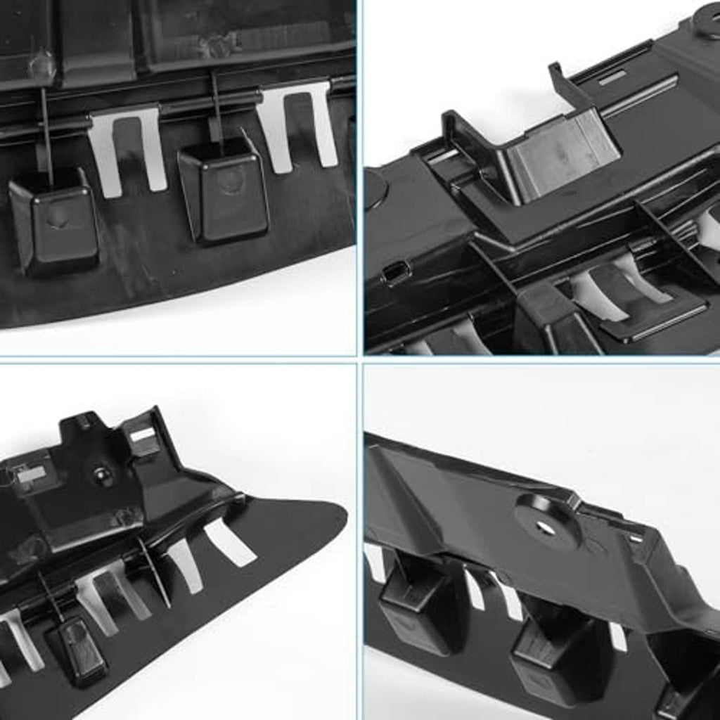 Interior view of black radiator support cover brackets and clip mounts