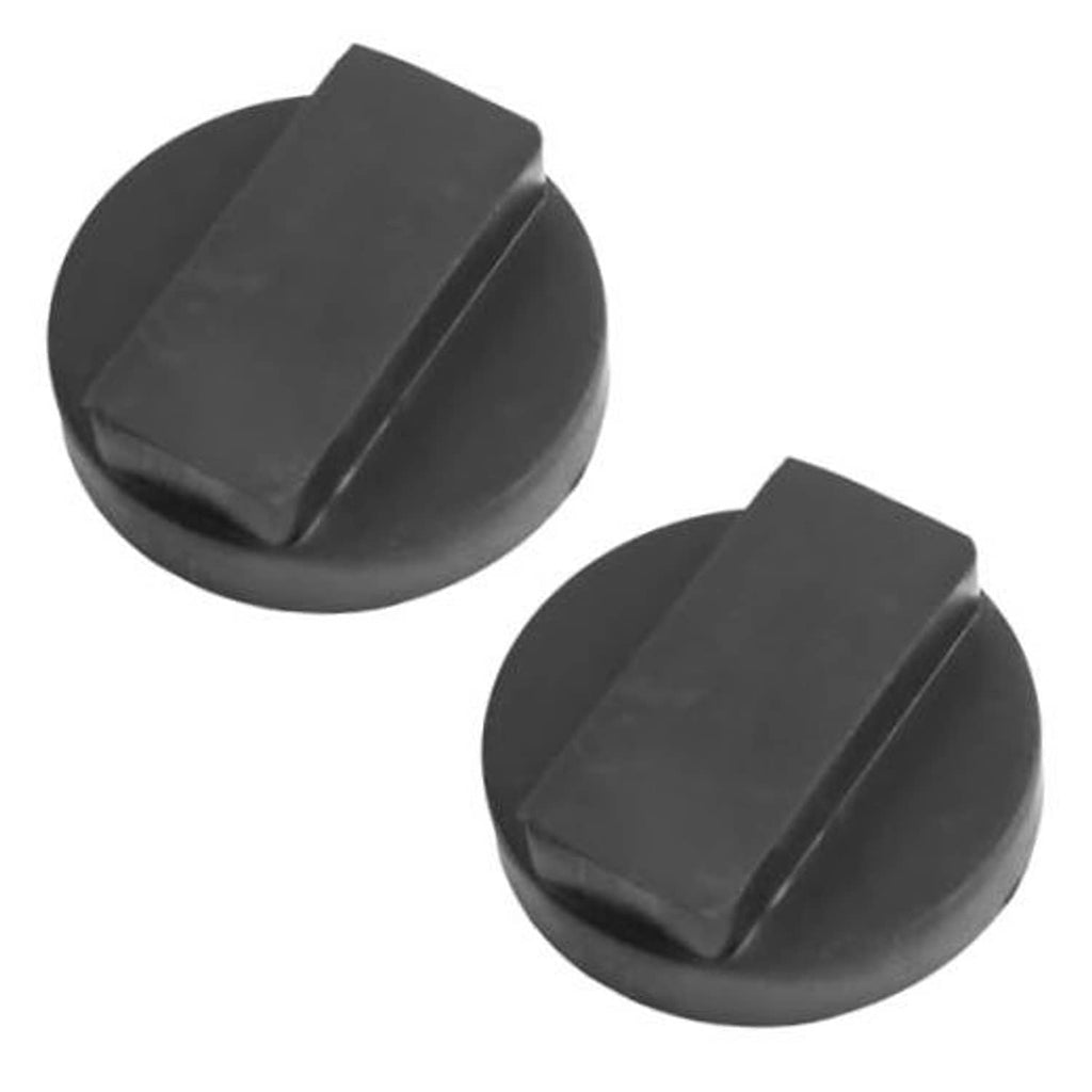Set of 2 black rubber jack pad adaptors with raised center blocks