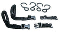 Black webbing tube keeper strap set with metal buckles and U-hooks