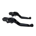 Black motorcycle brake clutch lever set with adjustable pivot and folded-style ends