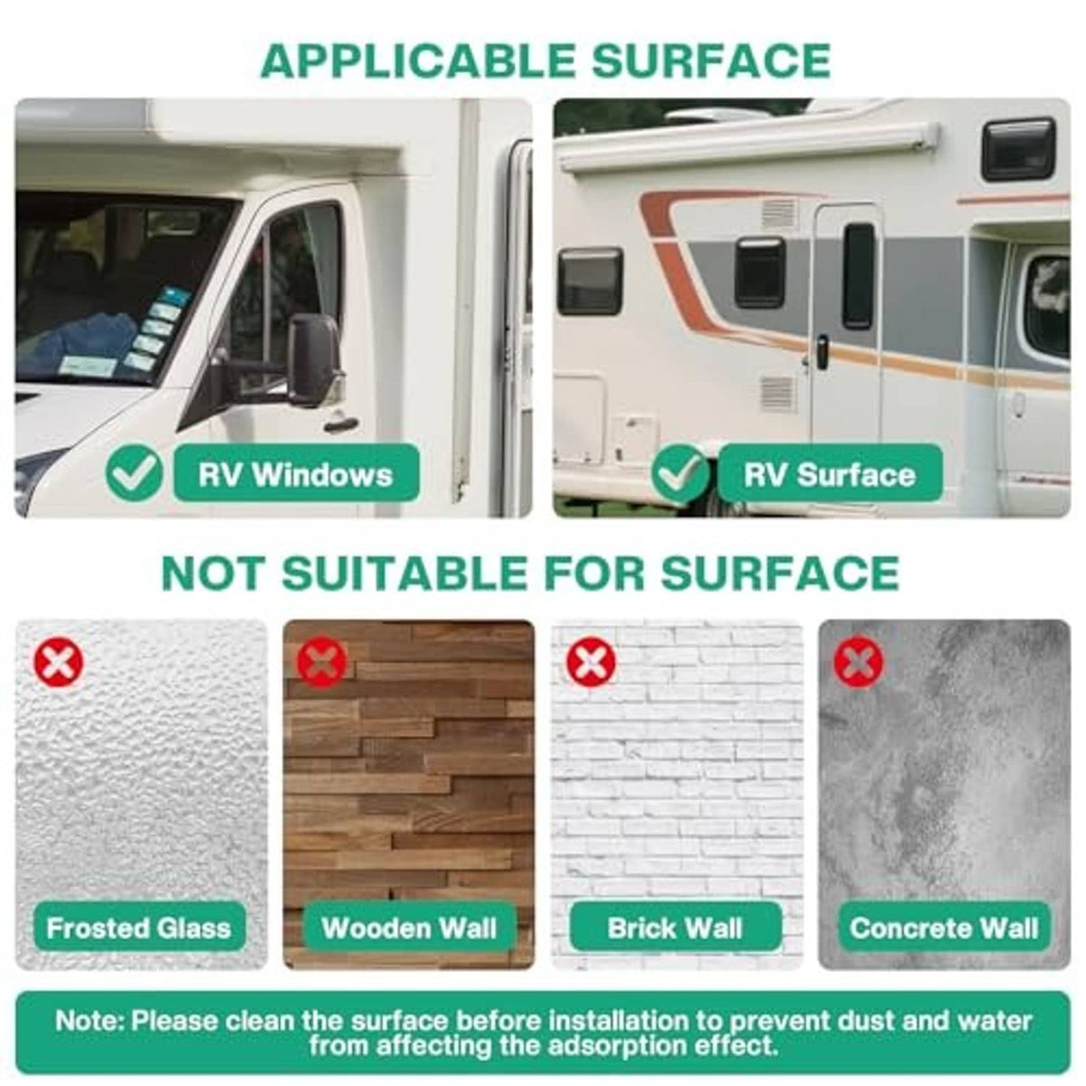 Suction cup flag holder for RV windows and RV surfaces, with mounting base