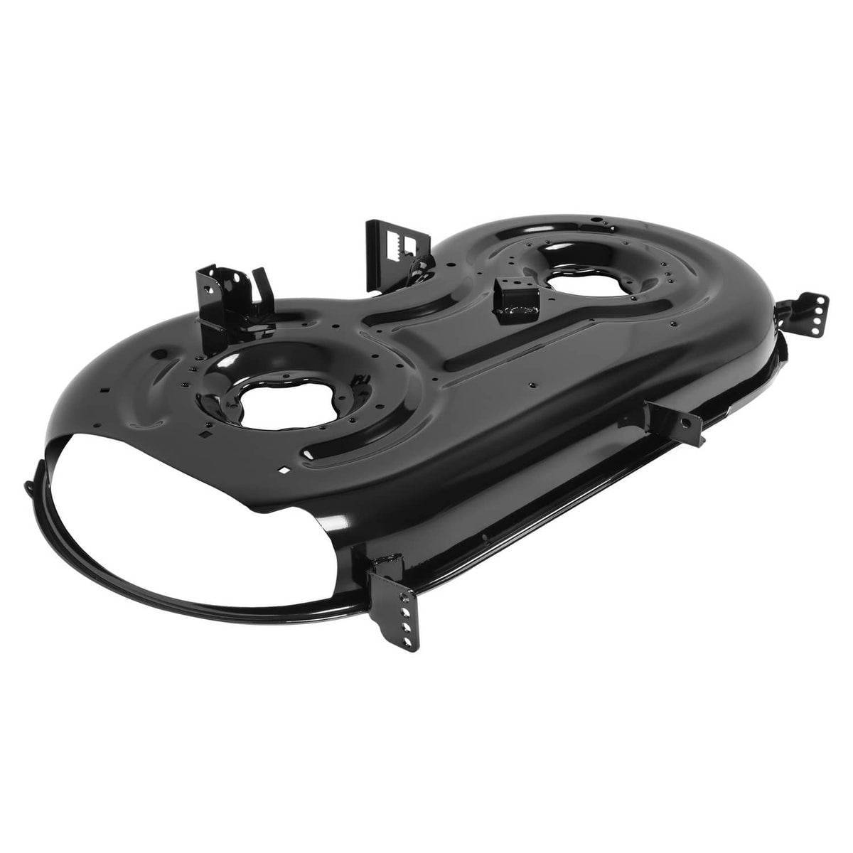 42" cutting deck assembly with black curved housing, belts loop, and mounting tabs