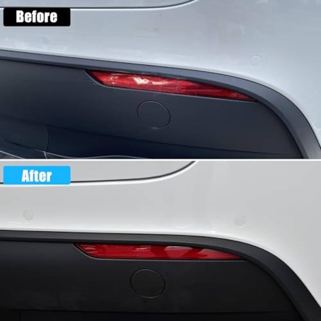 Rear bumper reflector placement shown with before and after tail area