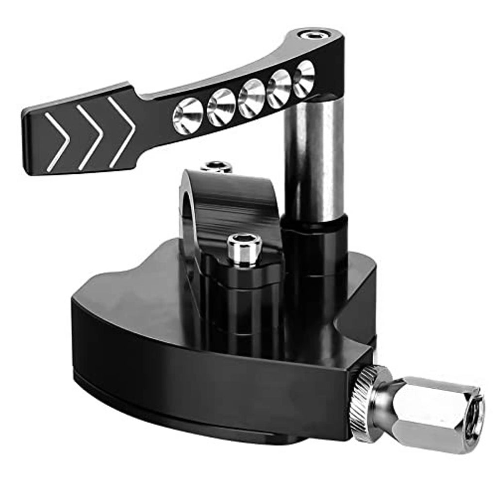 Thumb throttle lever control assembly in black with gem-studded lever and silver mounting post
