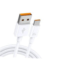 White USB-A to USB-C charging cable with orange USB-A face and 6A marking on USB-C plug