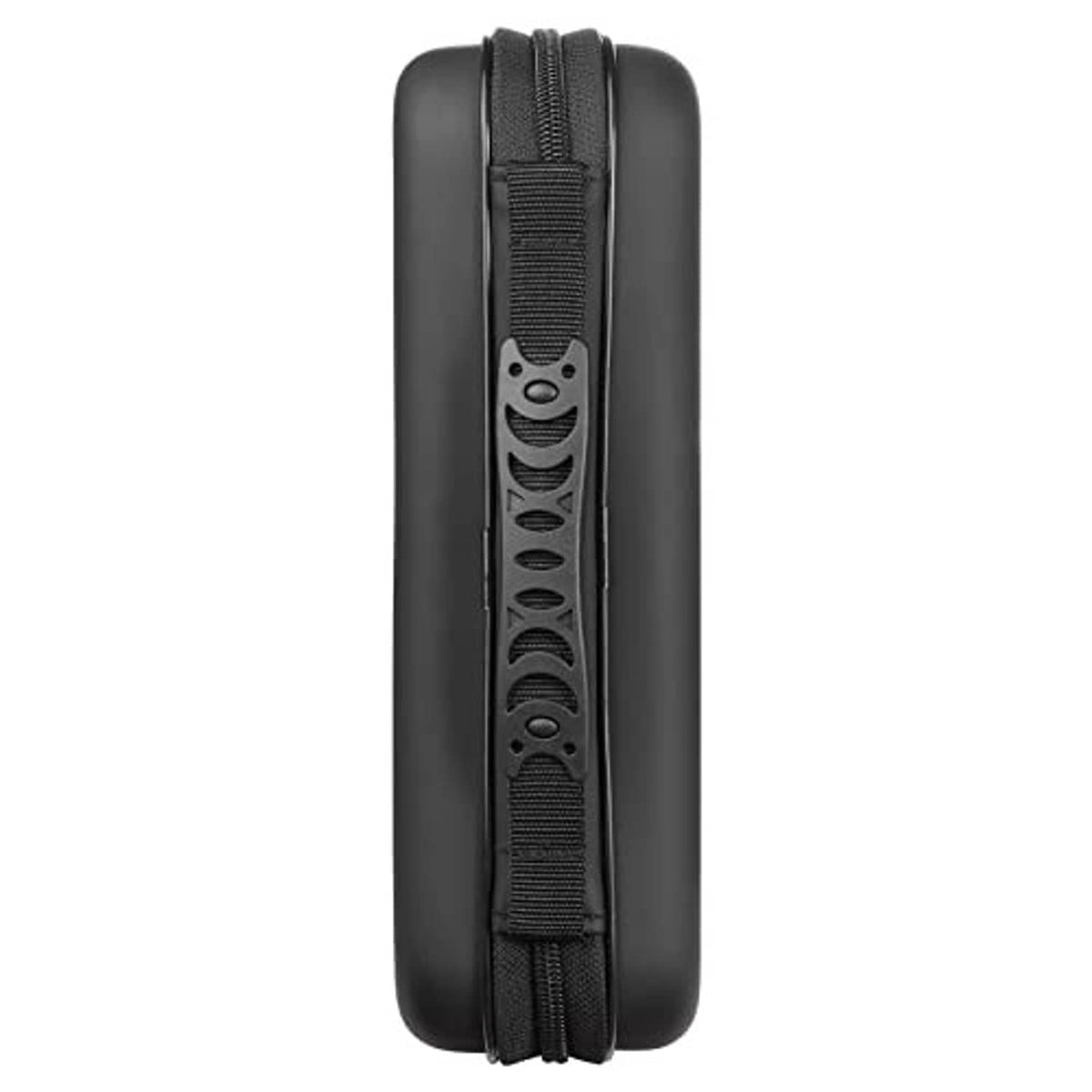 Black CD disc case back with elastic strap and loops