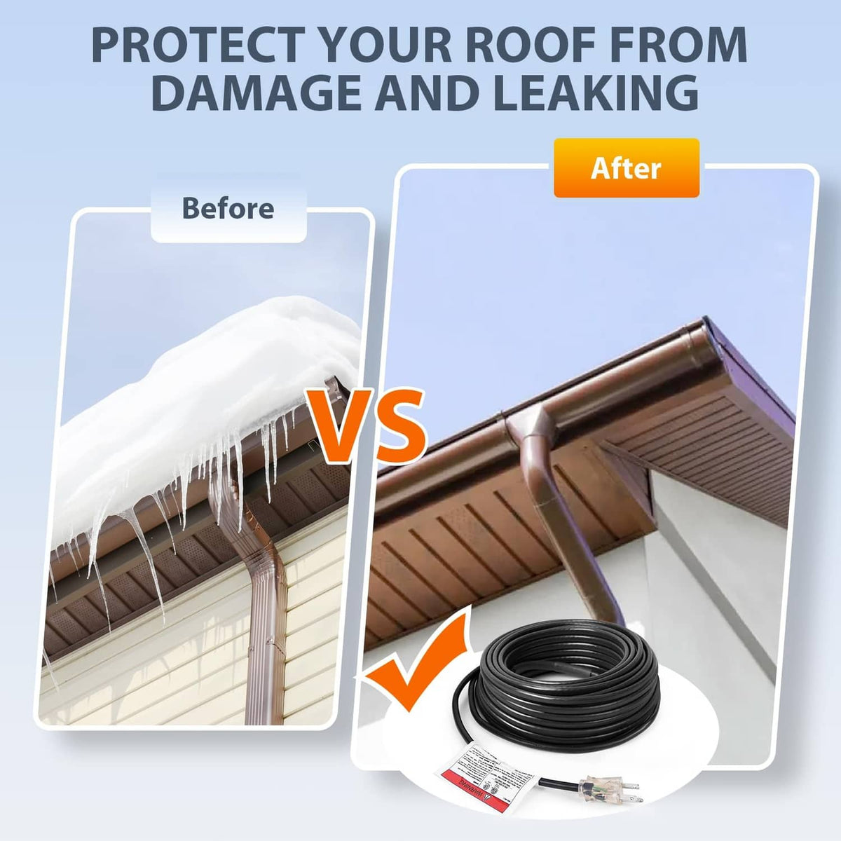 De-icing heating cable coil shown ready for roof edge installation
