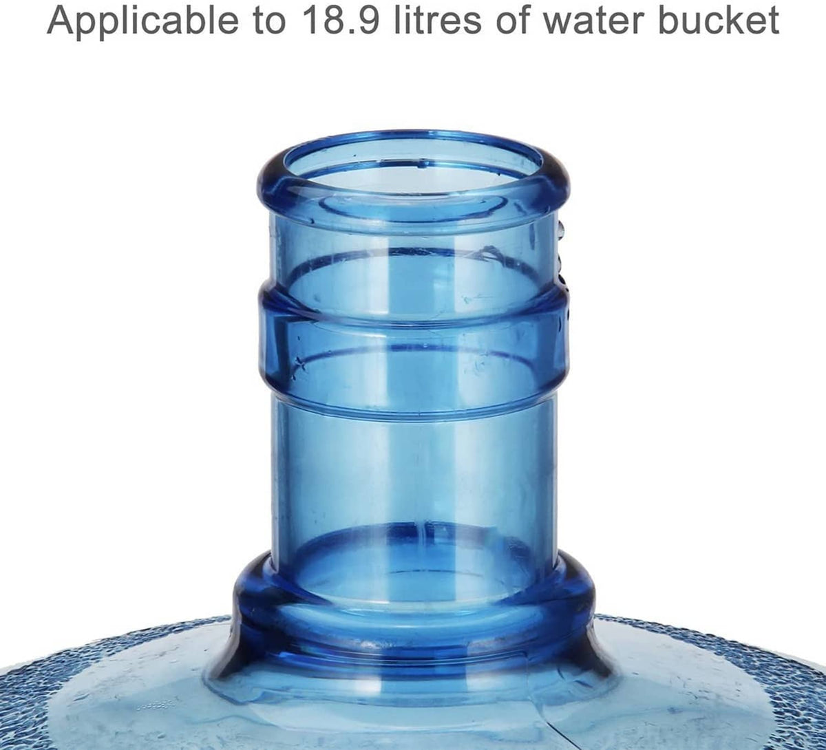 Blue snap-on non-spill replacement cap fitted on a water bucket lid