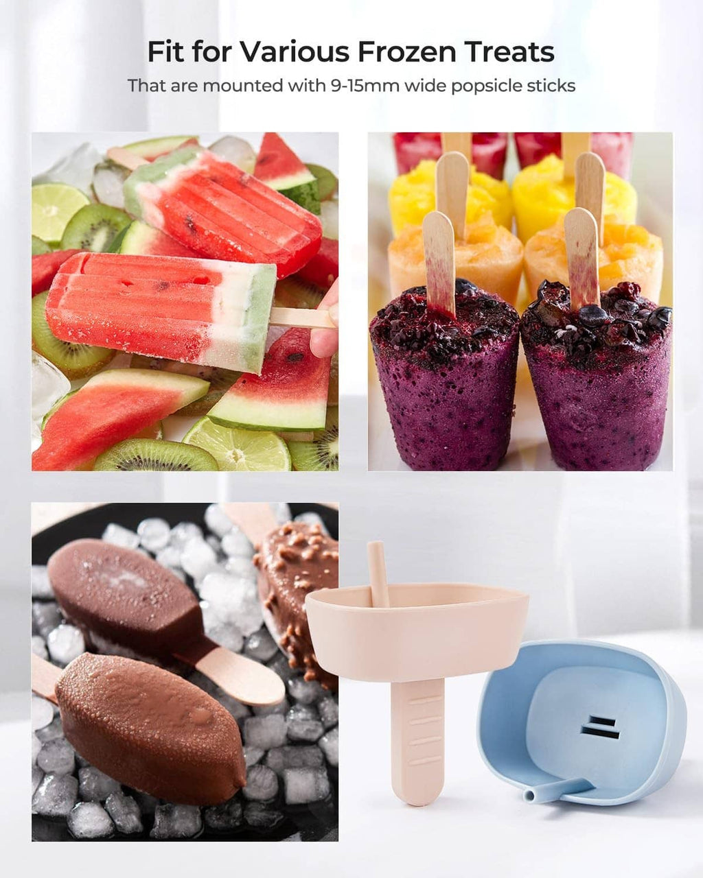 Silicone popsicle holder for frozen treats with dual slots and drip-free design